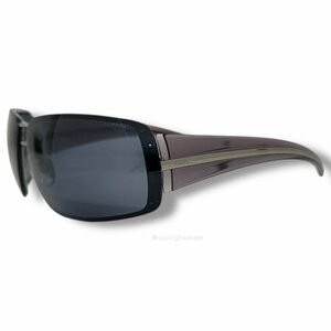 Authentic Vintage Y2K CHANEL 4138 Sunglasses Gunmetal Shield Wrap c. 108/87